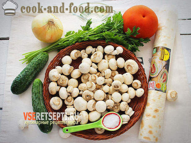 Pita brød med grøntsager og svampe opskrift
