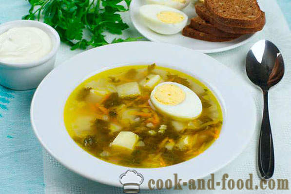 Sorrel suppe med æg opskrift med et foto
