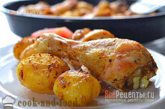 Kylling ben med kartofler i ovnen