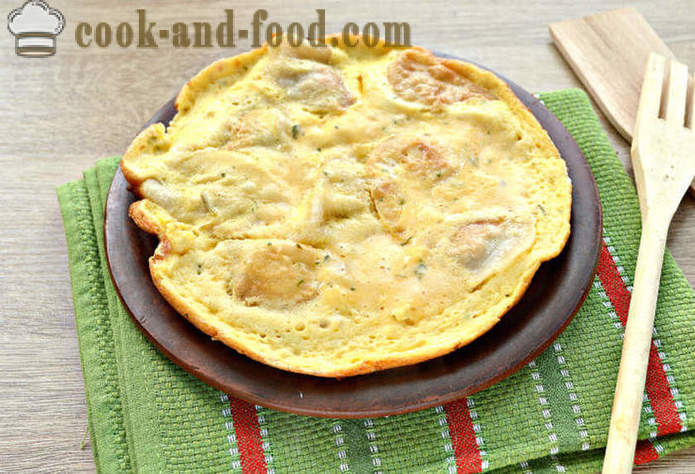 Omelet med melboller i panden - som de varme dumplings lækre, en trin for trin opskrift fotos