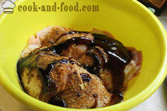 Kylling i teriyaki sauce i ovnen - hvordan at koge kylling teriyaki, en trin for trin opskrift fotos