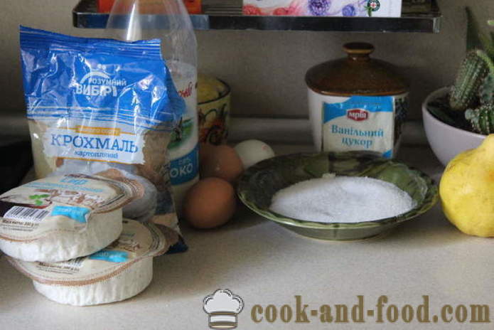Vanilla kage med pærer og ost i forme - Hvordan til at bage en kage lavet af hytteost og pærer i hjemmet, trin for trin opskrift fotos