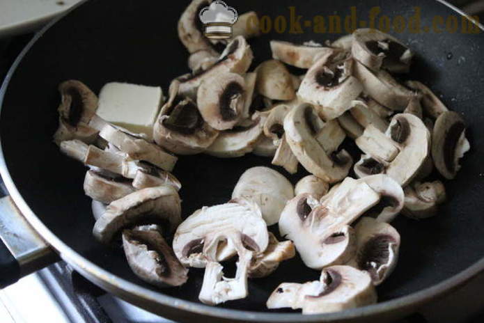 Svinekød frikadeller med svampe og fløde sauce - hvordan man kan forberede frikadeller af hakket kød og svampe, en trin for trin opskrift fotos