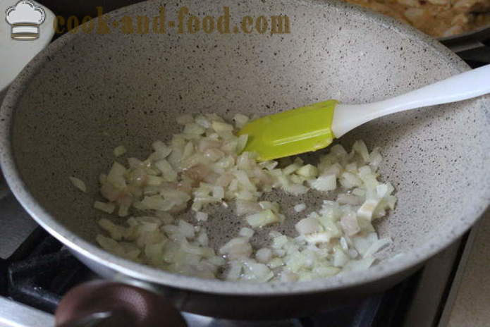 Kogte kartofler med løg og bacon - som lækker at tilberede kartofler til en side parabol, en trin for trin opskrift fotos