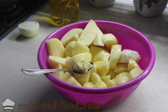 Bagte kartofler med honning og sennep i ovnen - så lækre at koge kartofler i hullet, trin for trin opskrift med phot