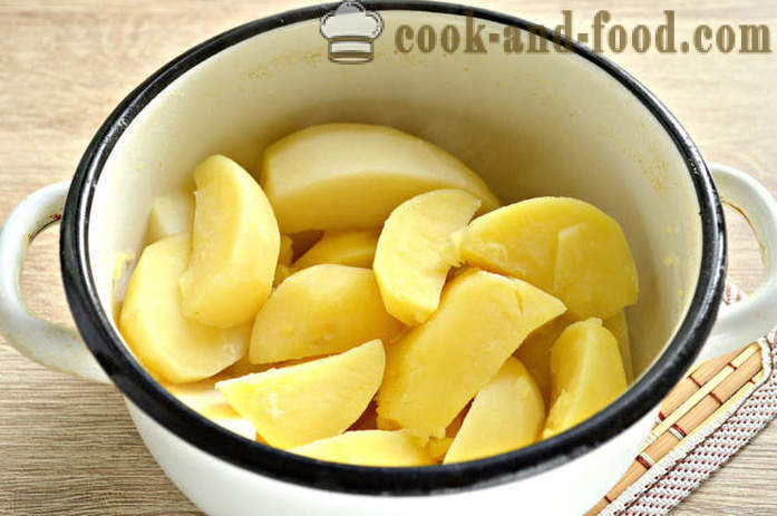 Originale kartoffelmos med urter - hvordan man laver kartoffelmos og grønne, med en trin for trin opskrift fotos