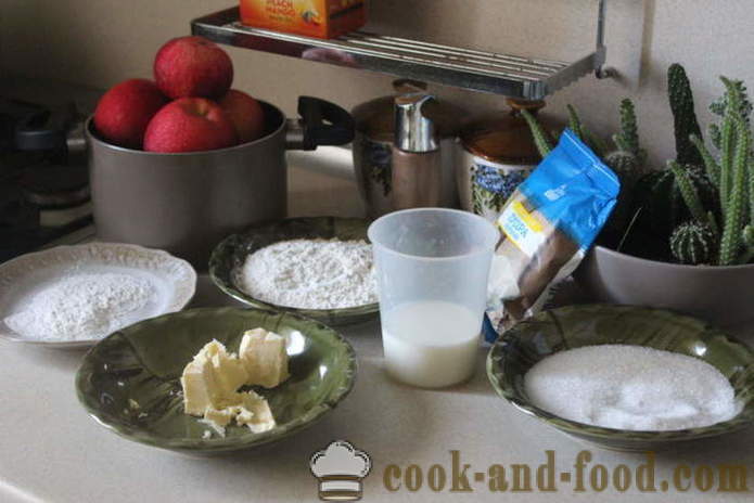 Enkel æbletærte med ingefær mælk - hvordan til at bage en æbletærte med ingefær i ovnen, med en trin for trin opskrift fotos