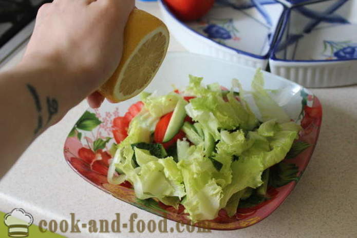 Vegetabilske salat med feta - hvordan man forbereder en salat med fetaost og grøntsager, med en trin for trin opskrift fotos