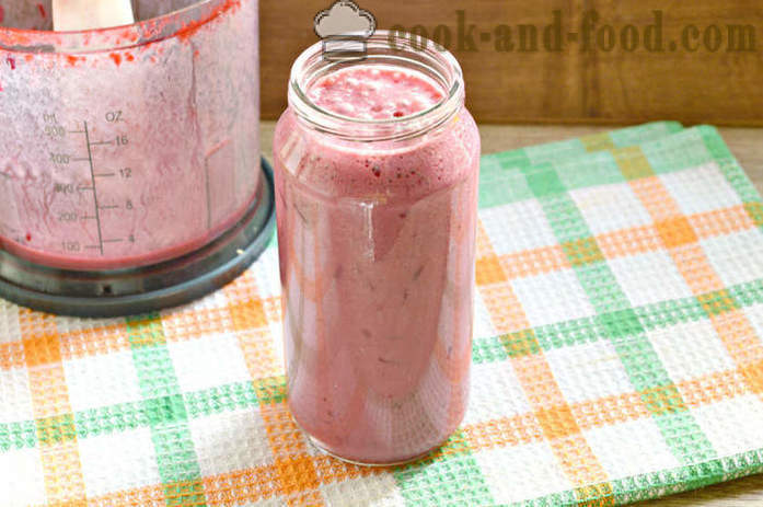 Cherry smoothie i en blender - hvordan man laver en smoothie med mælk og kirsebær i hjemmet, trin for trin opskrift fotos