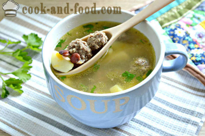 Bean suppe med kødboller og kartofler - hvordan man laver bønnesuppe med røde bønner, en trin for trin opskrift fotos