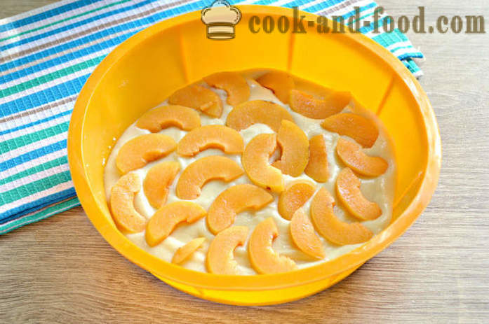 Jellied abrikos kage på kefir - en enkel og hurtig, hvordan man kan bage abrikos tærte i ovnen, med en trin for trin opskrift fotos