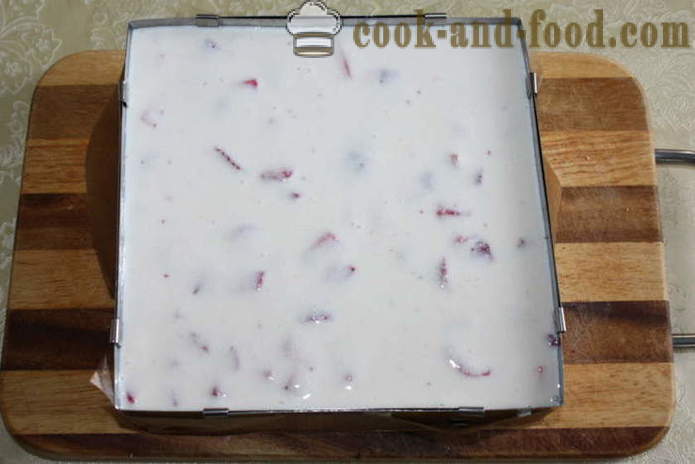 Curd ost kage med jordbær uden bagning - hvordan man laver cheesecake med jordbær, en trin for trin opskrift fotos