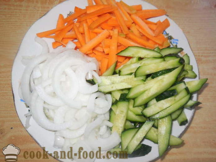 Salat med kød i koreansk med agurker og gulerødder - hvordan man tilbereder kødet i koreansk, en trin for trin opskrift fotos