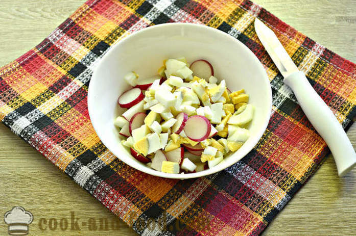 Salat med radiser og rabarber - hvordan man laver en salat af radise og rabarber, en trin for trin opskrift fotos