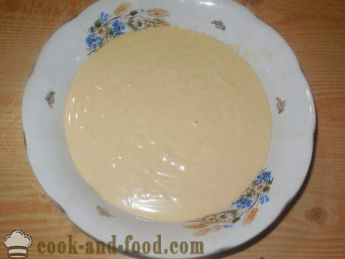 Simple kager med creme fraiche med nødder - hvordan til at bage kager med creme fraiche og sodavand i ovnen, med en trin for trin opskrift fotos