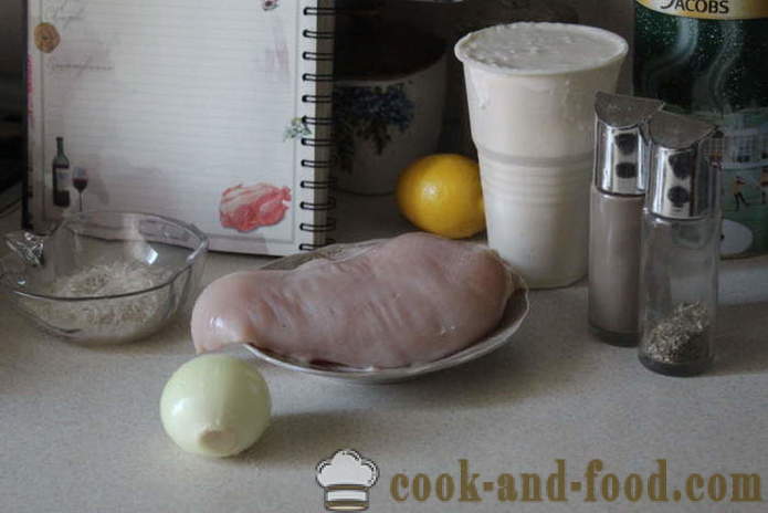 Kødboller af hakket kylling med ris og creme fraiche sauce - hvordan man laver frikadeller fra hakket kylling og ris, med en trin for trin opskrift fotos