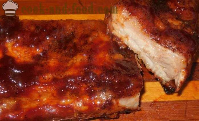 Bagte svinekød ribben med honning og sojasauce - hvordan til at bage svinekød ribben i ovnen, med en trin for trin opskrift fotos