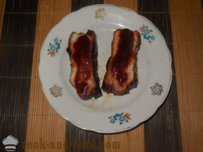 Bagte svinekød ribben med honning og sojasauce - hvordan til at bage svinekød ribben i ovnen, med en trin for trin opskrift fotos