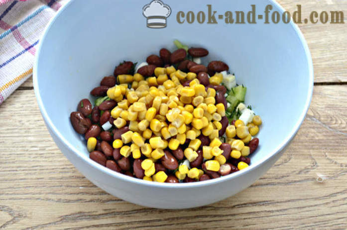 Salat med dåse bønner og kiks - hvordan man laver en bønne salat med croutoner, en trin for trin opskrift fotos