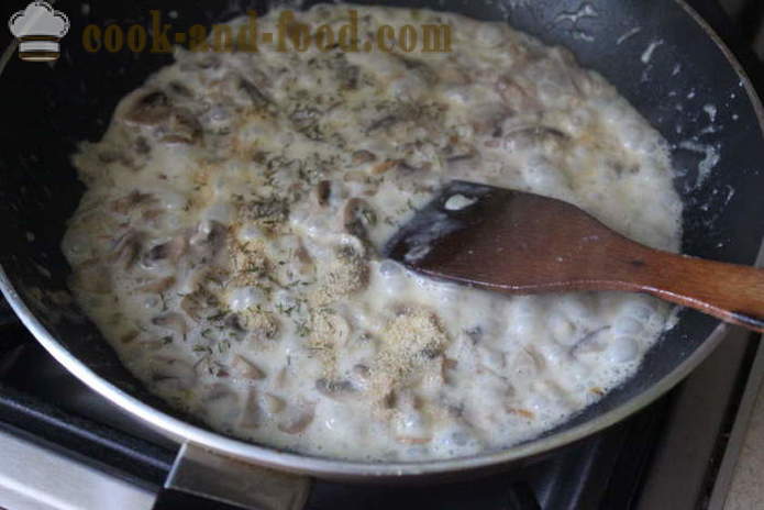 Cremet champignon sovs - hvordan man laver en champignon sauce med svampe, en trin for trin opskrift fotos