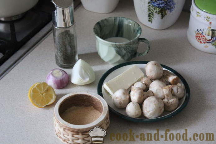 Cremet champignon sovs - hvordan man laver en champignon sauce med svampe, en trin for trin opskrift fotos