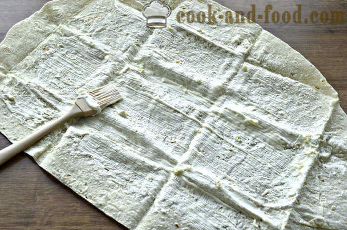 Kuverter af pita med ost og krydderurter - hvordan man laver kuverter fra lavash med ost, en trin for trin opskrift fotos