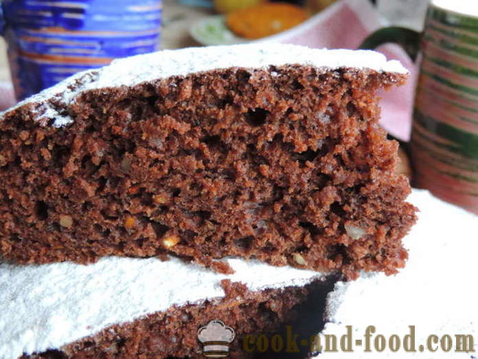 Den nemmeste chokolade gulerodskage med vegetabilsk olie - hvordan man kan lave mad gulerod kage i ovnen, med en trin for trin opskrift fotos