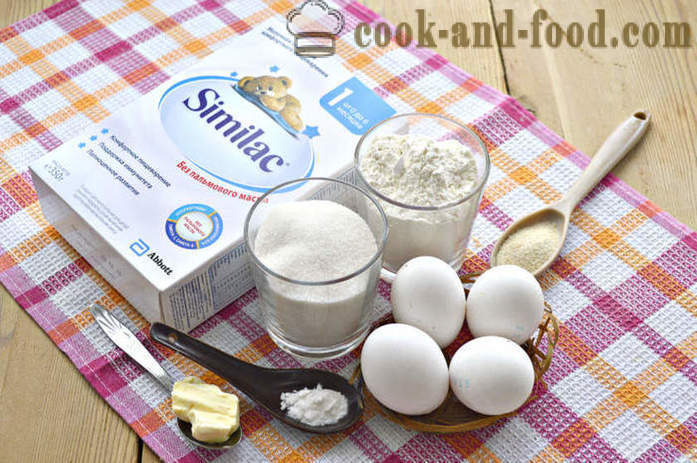 Enkel kage opskrift af babymad i ovnen - hvordan man laver en hurtig kage fra den tørre mælk blanding, en trin for trin opskrift fotos