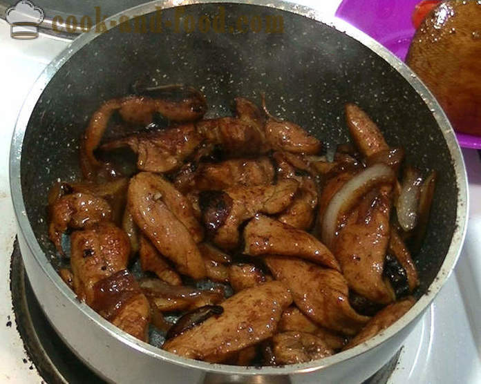 Kyllingebryst i kinesisk sojasovs - hvordan man kan tilberede kylling i en kinesisk sauce, en trin for trin opskrift fotos