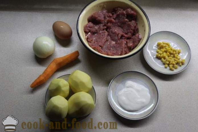 Kødboller bagt i ovnen med kartofler og grøntsager - hvordan man laver frikadellerne i ovnen, med en trin for trin opskrift fotos