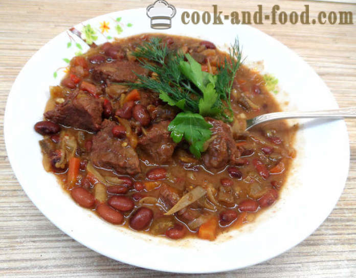 Tyk suppe Chili con carne - hvordan man laver en klassisk chili con carne, trin for trin opskrift fotos