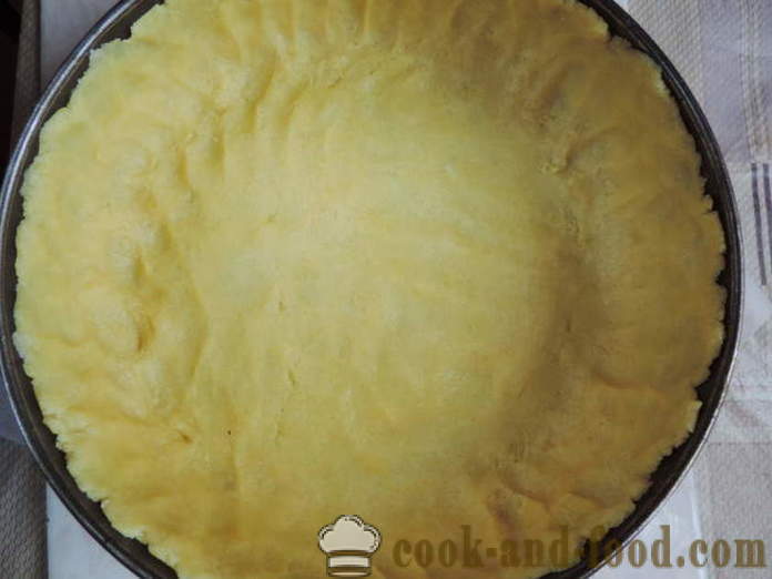Hjemmelavet cheesecake med hytteost på en mørdej - hvordan man laver en cheesecake derhjemme, trin for trin opskrift fotos