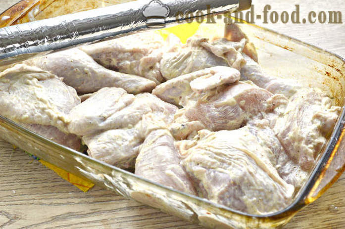 De kyllingestykkerne i ovnen - ligesom bagt kylling i mayonnaise, en trin for trin opskrift fotos