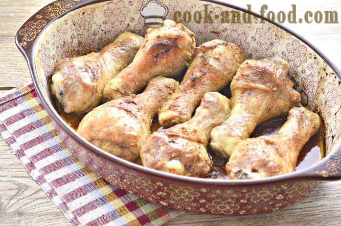 Lækre kylling underlår i ovnen - som en lækker bagt kylling underlår, en trin for trin opskrift fotos