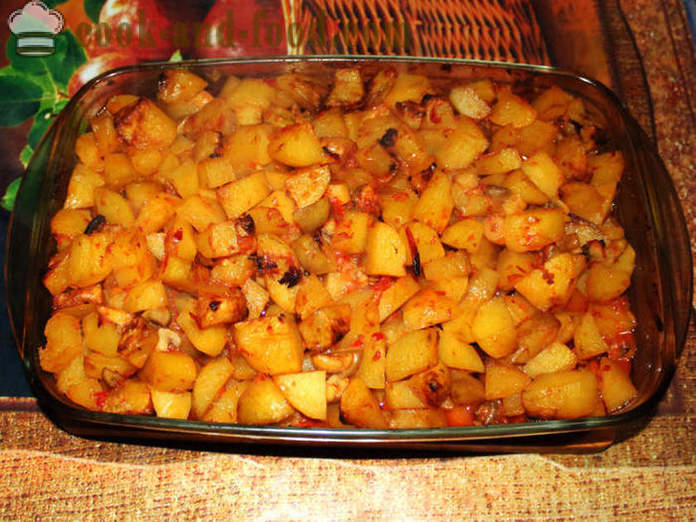 Kartofler med svampe bagt i ovnen - ligesom bagte kartofler med svampe, en trin for trin opskrift fotos