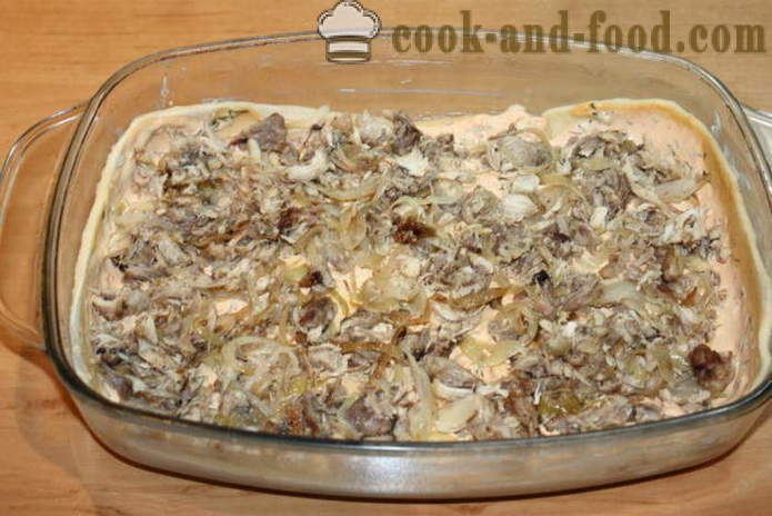 Layered kød pie i ovnen - hvordan til at bage en kød pie fra usyrede dej, en trin for trin opskrift fotos