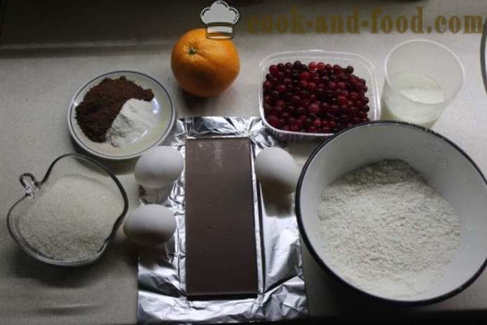 Tranebær boller med chokolade på kefir - hvordan man laver kager med chokolade og tranebær, med trin for trin opskrift fotos