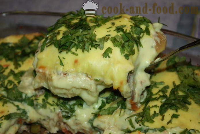 Lasagne med kylling og ost sauce og mælk - hvordan at lave mad Lasagne hjemme i ovnen, med en trin for trin opskrift fotos