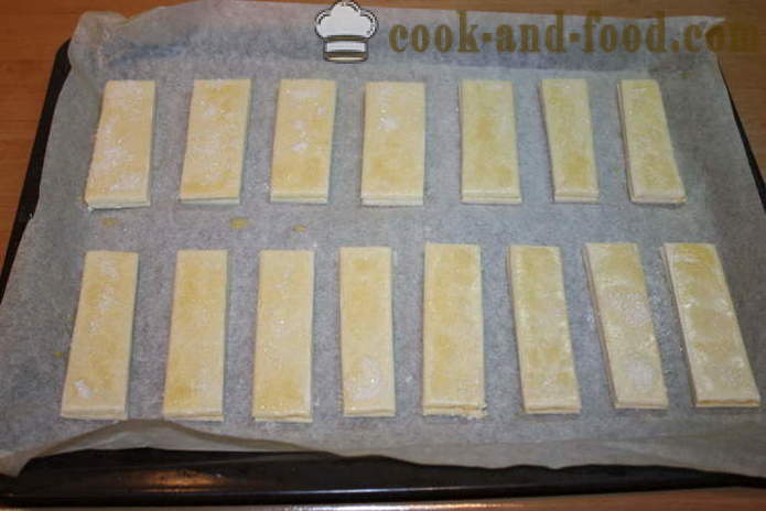 Hjemmelavet puff tunger med sukker pust test klar - hvordan man laver tunger af butterdej, med en trin for trin opskrift fotos