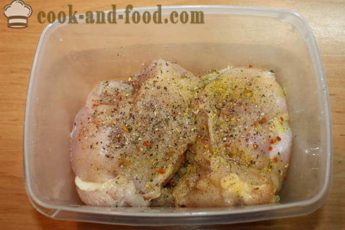 Lækker kyllingefilet i dejen - hvordan man laver en kyllingefilet i dejen, med en trin for trin opskrift fotos