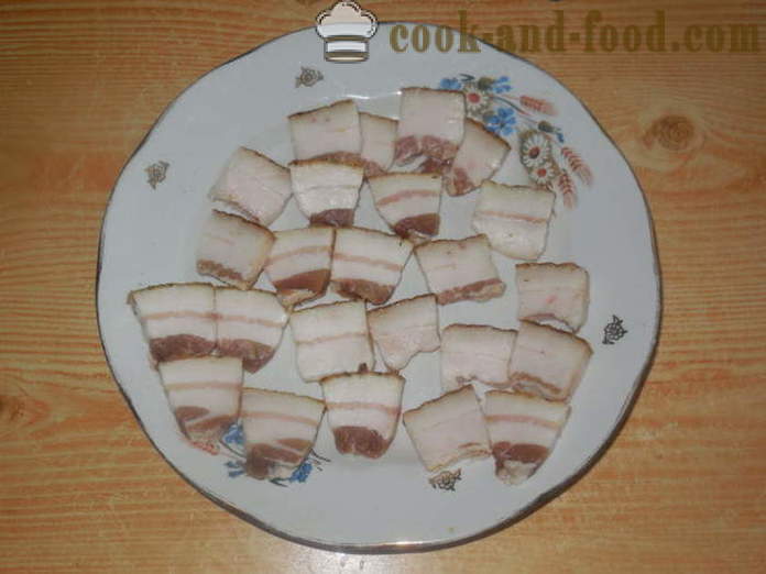 Marinerede fedt fastfood - hvordan man kan lage bacon i gryden, med en trin for trin opskrift fotos