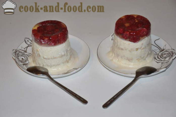 Curd dessert uden bagning - hvordan man laver cheesecake dessert med gelatine i hjemmet, trin for trin opskrift fotos