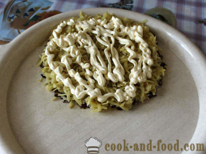 Enkel champignon salat med svampe og ost - hvordan man forbereder en salat med svampe, en trin for trin opskrift fotos
