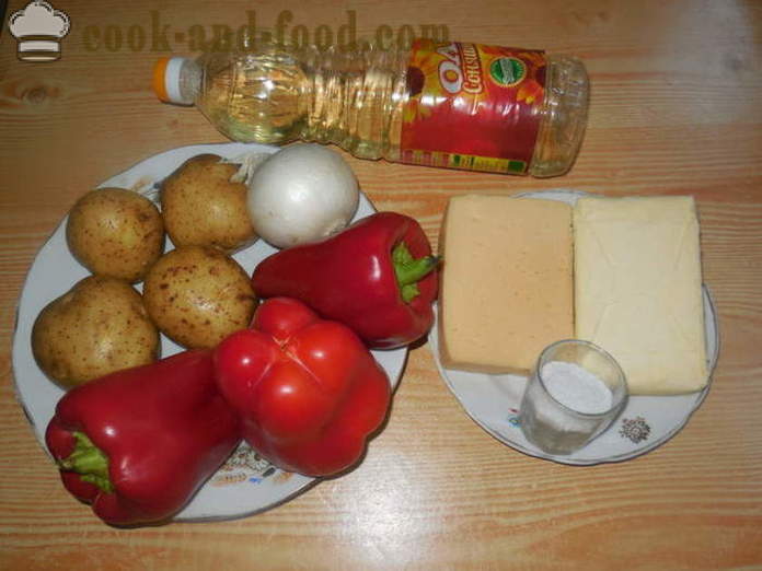 Peberfrugter proppet med kartoffelmos og bagt i ovnen - hvordan man laver fyldte peberfrugter med kartofler og ost, med en trin for trin opskrift fotos