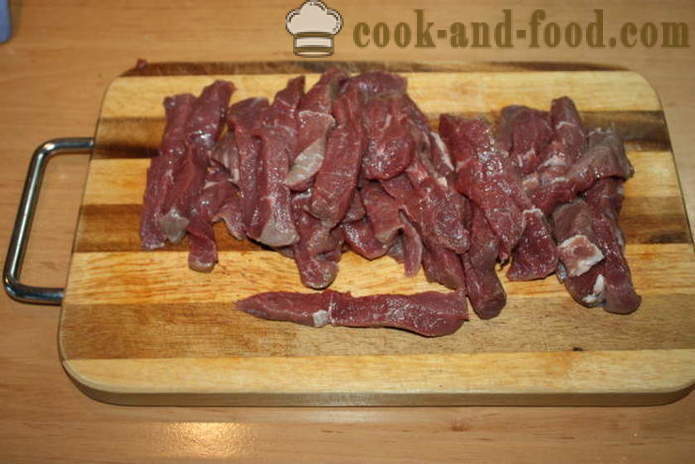 Kød oksekød Stroganoff med vin og grøntsager - en trin for trin opskrift med fotos hvordan man laver oksekød stroganoff med sovs