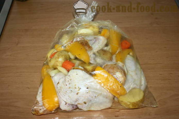 Bagte kartofler med kylling i ærmet - hvordan man kan tilberede kartofler i ovn med kylling, en trin for trin opskrift fotos