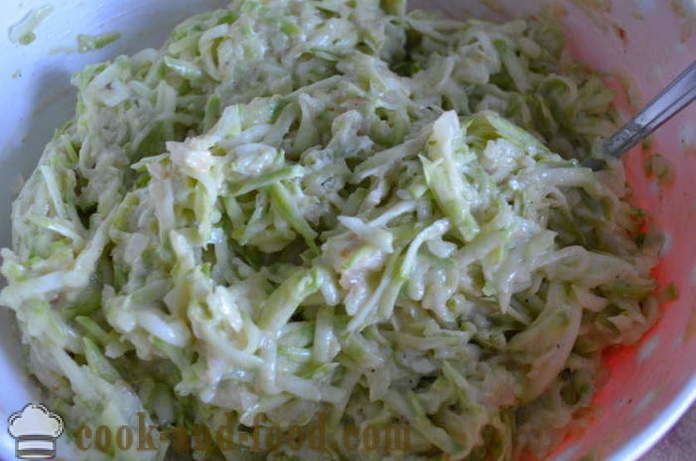 Simple æbleskiver af zucchini eller courgette - hvordan man laver squash æbleskiver, en trin for trin opskrift fotos