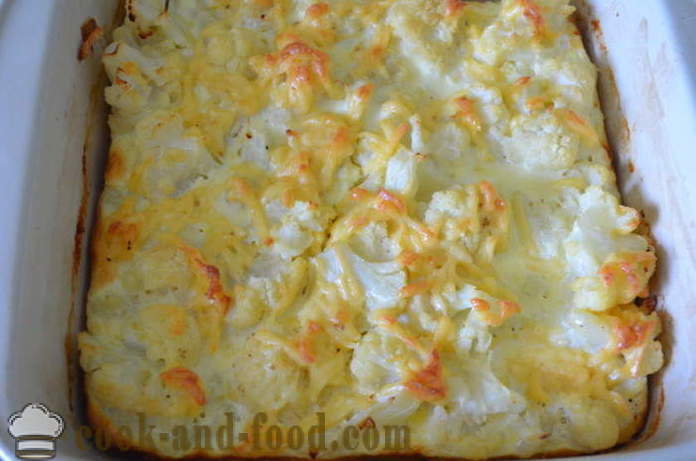 Omelet med blomkål i ovnen - hvor lækkert blomkål bages i ovnen, med en trin for trin opskrift fotos