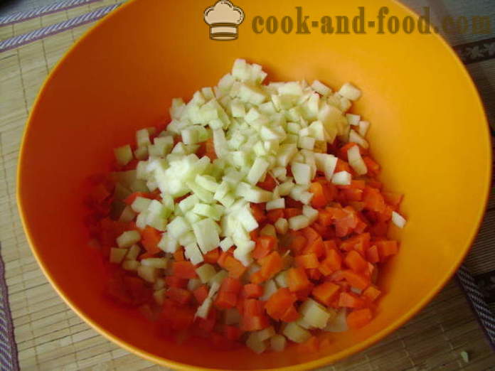 Fransk salat ingen kød og pølser - hvordan man forbereder en salat med æble, med en trin for trin opskrift fotos