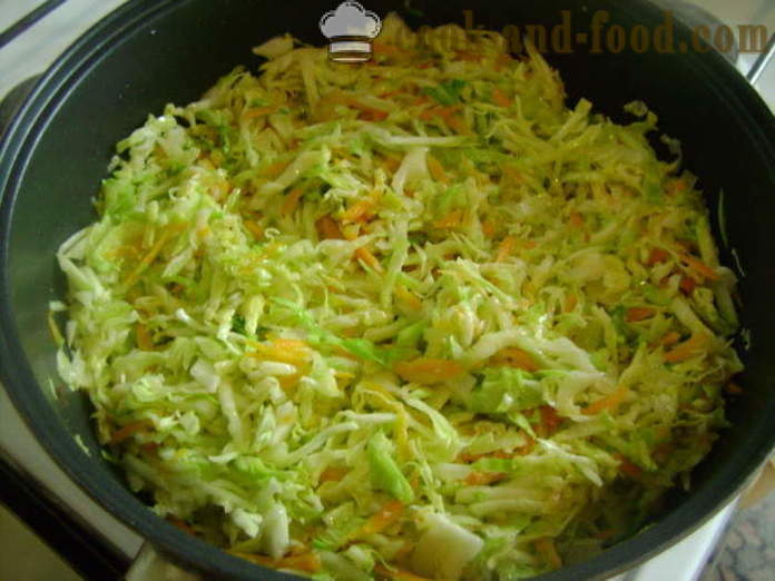 Gryderet af kål og zucchini - hvordan man laver en gryderet af zucchini og kål i ovnen, med en trin for trin opskrift fotos